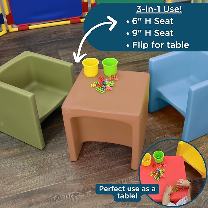 Children's Factory Woodland Set of 4 Cube Chairs - LeafyLoom