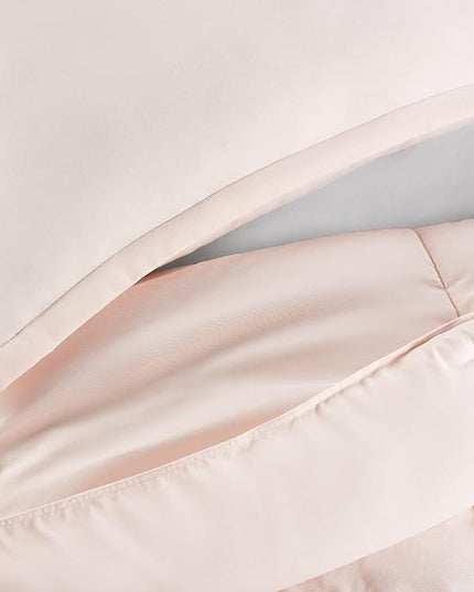 SERTA Simply Clean Ultra Soft Hypoallergenic Solid 2 Piece Comforter Set, Twin XL, Blush - LeafyLoom