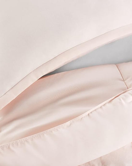 SERTA Simply Clean Ultra Soft Hypoallergenic Solid 3 Piece Comforter Set, Full/Queen, Blush - LeafyLoom