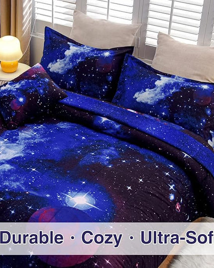 A Nice Night Galaxy 6Pcs Bedding Sets Outer Space Comforter Bed in a Bag 3D Printed Quilt,for Children Boy Girl Teen Kids,Twin 6Pcs - LeafyLoom