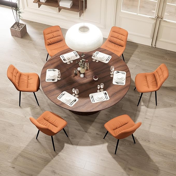 Kidol & Shellder Modern Dining Chairs Set of 2 Kitchen & Dining Room Chairs Upholstered Accent Chair Living Room Chairs Kitchen Chairs Comfy Chair for Bedrooms Waiting Room Home(Matte Orange) - LeafyLoom