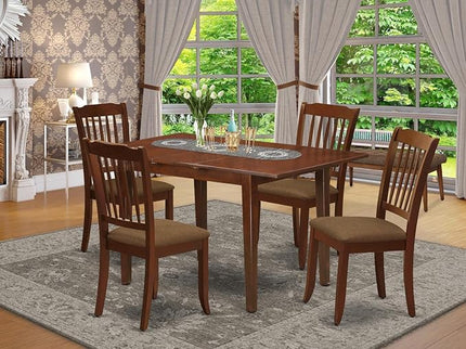 East West Furniture NODA5-MAH-C 5 Piece Dining Table Set for 4 Includes a Rectangle Kitchen Table with Butterfly Leaf and 4 Linen Fabric Kitchen Dining Chairs, 32x54 Inch, Mahogany - LeafyLoom