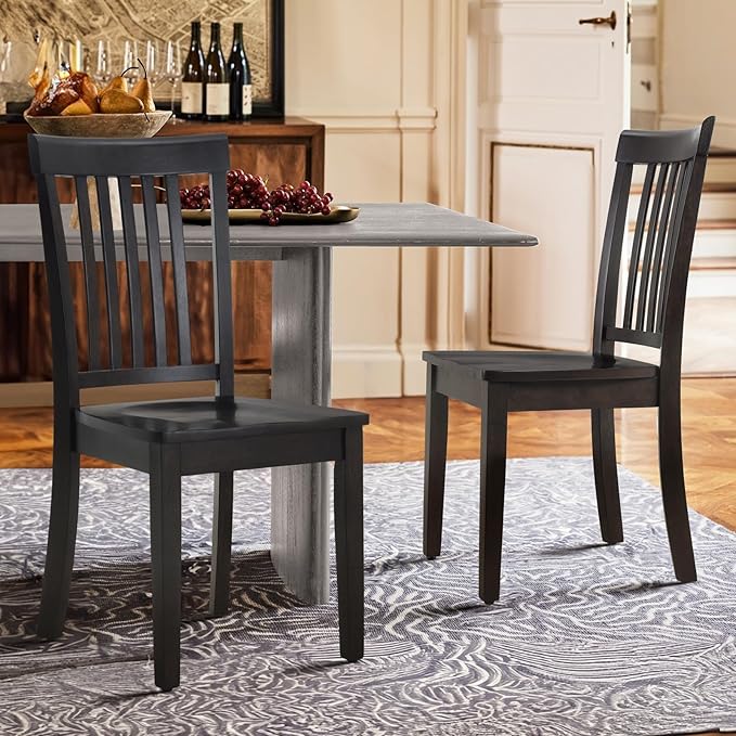 COLAMY Wooden Dining Chairs Set of 4, Spindle High Back Windsor Kitchen Side Chair, Farmhouse Dining Chairs for Kitchen and Dining Room, Dark Brown - LeafyLoom