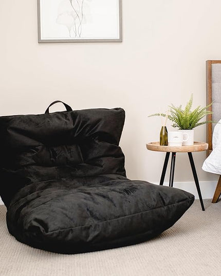 Big Joe Roma Bean Bag Chair, Black Plush, Soft Polyester, 3 feet - LeafyLoom