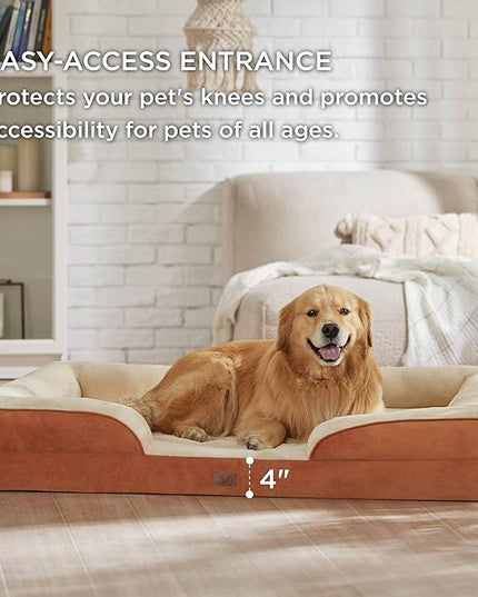 Bedsure XXL Orthopedic Dog Bed - Washable Great Dane Dog Sofa Beds for Giant Dogs, Supportive Foam Pet Couch Bed with Removable Washable Cover, Waterproof Lining and Nonskid Bottom, Caramel BEDSURE
