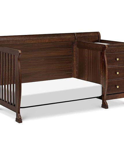 DaVinci Kalani 4-in-1 Convertible Crib and Changer Combo in Espresso - LeafyLoom