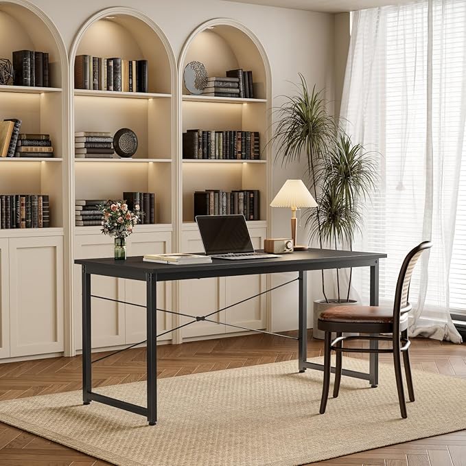 BANTI Computer Desk, 40 inch Home Office Desk, Modern Simple Style PC Table for Home, Office, Study, Writing, Black - LeafyLoom