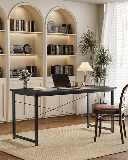 BANTI Computer Desk,47 inch Home Office Desk, Modern Simple Style PC Table for Home, Office, Study, Writing, Black - LeafyLoom