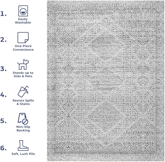 nuLOOM Abstract Tribal Machine Washable Ultra Thin Runner Rug, 2' 6" x 6', Grey - LeafyLoom