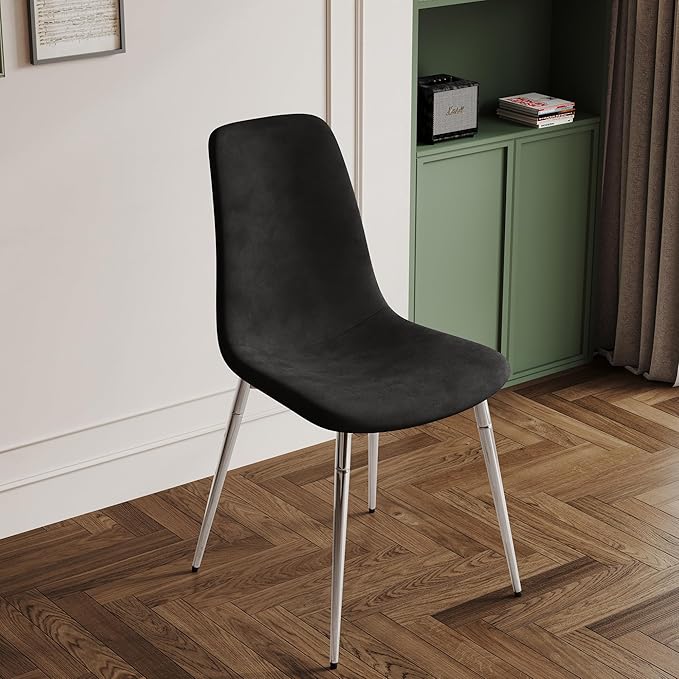 NicBex Haerin-SD-00342-LWJ Dining Chairs, 17.7"x19.7"x34.3", Black and Silver - LeafyLoom