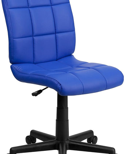 Flash Furniture Clayton Mid-Back Blue Quilted Vinyl Swivel Task Office Chair - LeafyLoom