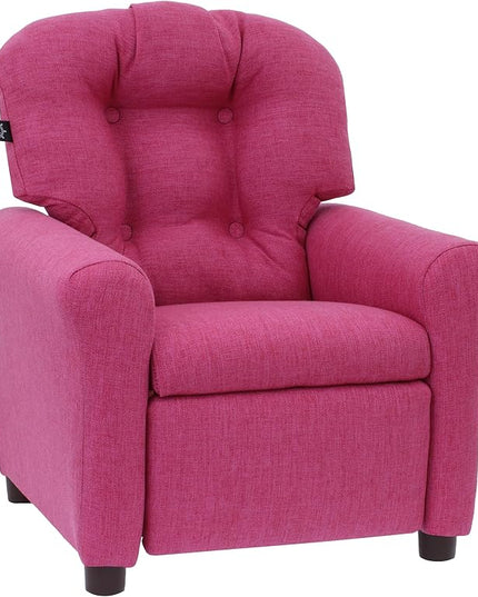 THE CREW FURNITURE Traditional Kids Recliner, Toddler Ages 1-5 Years, Home Décor Polyester Linen, Magenta - LeafyLoom