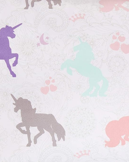 Amazon Basics Easy-Wash Microfiber Kid's 2-Piece Comforter and Pillow Sham Set, Animal Printed, Twin, Purple Unicorns - LeafyLoom