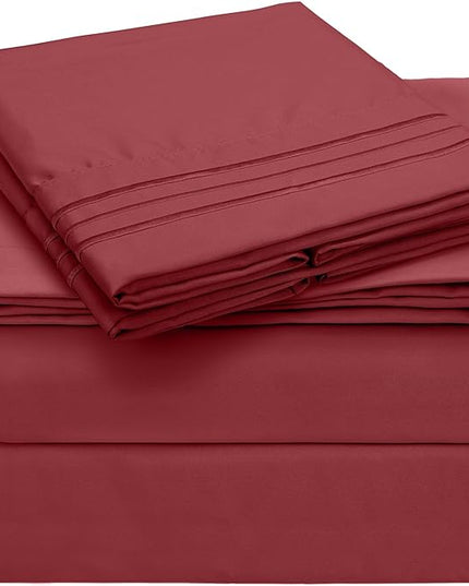 Mellanni California King Sheets Set - 4 PC Iconic Collection Bedding Sheets & Pillowcases - Hotel Luxury, Extra Soft, Cooling Bed Sheets - Deep Pocket up to 16 inch (Cal King, Brick Red) - LeafyLoom