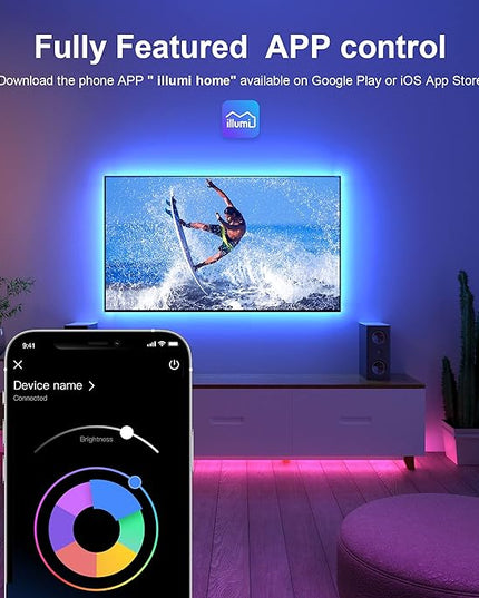 Nexillumi LED Lights for TV, 16.4 ft TV LED Backlight for 55-75 Inch, RGB LED Strip Lights Behind TV with APP Remote Control, Music Sync Smart Led Ambient Lighting for Bedroom Gaming Room Decor Nexillumi
