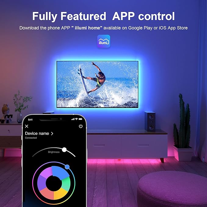 Nexillumi LED Lights for TV, 16.4 ft TV LED Backlight for 55-75 Inch, RGB LED Strip Lights Behind TV with APP Remote Control, Music Sync Smart Led Ambient Lighting for Bedroom Gaming Room Decor Nexillumi