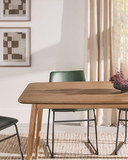 Walker Edison Mid-Century Modern Solid Wood Tapered-Leg Dining Table, 59 Inch, English Ash - LeafyLoom