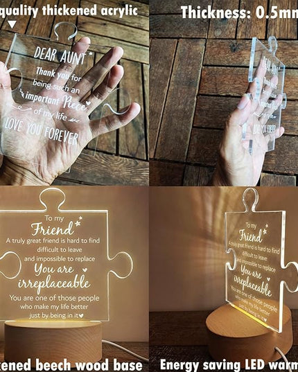 Sister Gifts | Gifts for Sister from Sister | Sister Birthday Gift Ideas | Sister Birthday Gift Ideas | Mothers Day Gifts for Sister | Wooden Puzzle Acrylic Night Light for Home Decor. - LeafyLoom