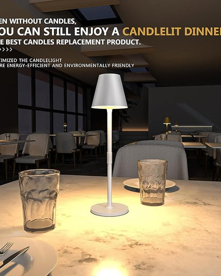 LED CordlessTable Lamp,4000mAh Rechargeable Battery Desk lamp,3 Level Brightness Beside Night Light, Minimalist Design, for Couple Dinner/Coffee Table/Restaurant/Bedroom(White 4PACK) - LeafyLoom