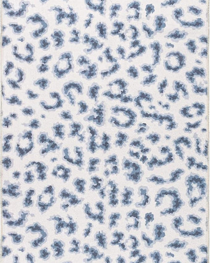 nuLOOM Mason Machine Washable Contemporary Leopard Print Ultra Thin Runner Rug, 2' 6" x 12', Blue - LeafyLoom