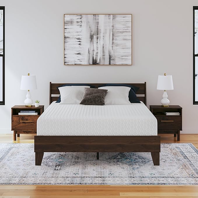 Signature Design by Ashley California King Size Chime 10 Inch Medium Firm Memory Foam Mattress with Green Tea & Charcoal Gel - LeafyLoom