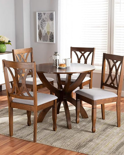 Baxton Studio Dining Sets, Grey/Walnut - LeafyLoom