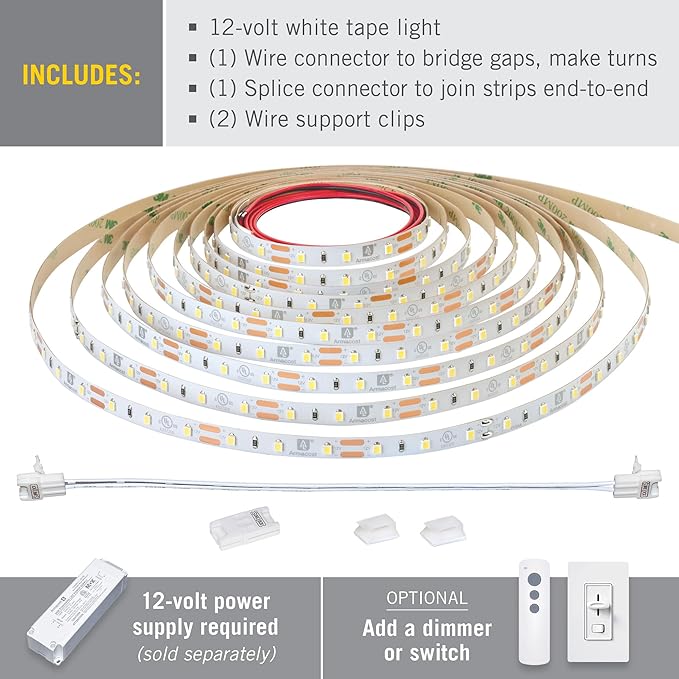 Armacost Lighting 142240 RibbonFlex Pro 60 LED Strip Light, 20 ft, 3000K, ArmacostLighting