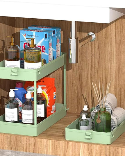 SPACEKEEPER Rolling Storage Cart 3 Tier, Bathroom Cart Organizer Laundry Room Organizer Utility Cart Mobile Shelving Unit Multi-Functional Shelves for Office, Kitchen, Bathroom, Green - LeafyLoom