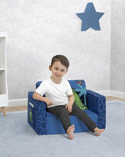 Delta Children Dinosaur Cozee Flip-Out Chair For Relaxing- 2-in-1 Convertible Lightweight,Portable Chair to Lounger for Toddlers & Kids - LeafyLoom