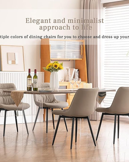 Kidol & Shellder Modern Dining Chairs Set of 2 Kitchen & Dining Room Chairs Upholstered Accent Chair Living Room Chairs Kitchen Chairs Comfy Chair for Bedrooms Waiting Room Home(Khaki) - LeafyLoom
