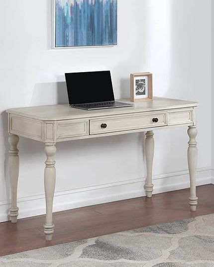 OSP Home Furnishings Country Meadows 48 Inch Writing Desk with Drawer, Antique White - LeafyLoom