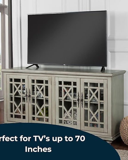 Martin Svensson Home Elegant TV Stand, 63 in x 35 in (W x H), Antique Silver - LeafyLoom
