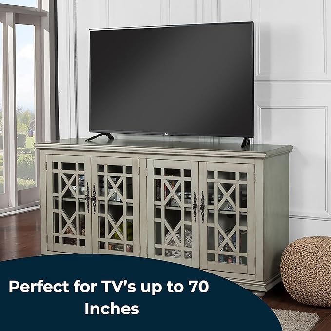 Martin Svensson Home Elegant TV Stand, 63 in x 35 in (W x H), Antique Silver - LeafyLoom