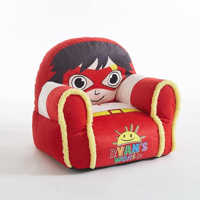 Idea Nuova Ryan's World Plush Bean Bag Chair with Sherpa Trim Red - LeafyLoom