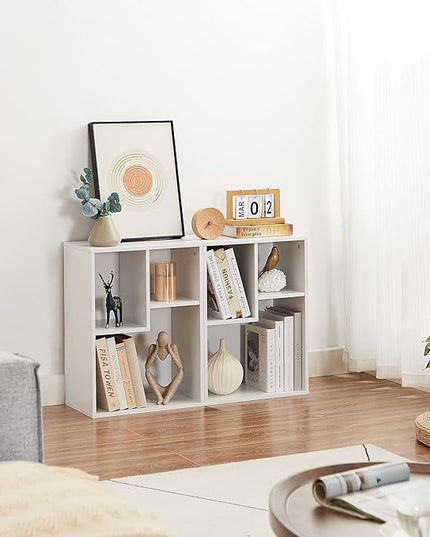 VECELO 3-Cube Small Bookshelf, Modern Bookcases with Shelves Height Up to 12.8 Inches, Suit for Common Size TextBook, Vertical or Horizontal, Cubby Storage Organizer,Pearl White - LeafyLoom