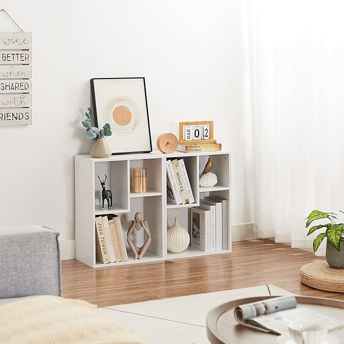 VECELO 3-Cube Small Bookshelf, Modern Bookcases with Shelves Height Up to 12.8 Inches, Suit for Common Size TextBook, Vertical or Horizontal, Cubby Storage Organizer,Pearl White - LeafyLoom