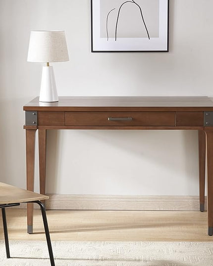 Leick Home 84401 Laptop Desk with Drawer in Aged Barrel 1 Drawer in Aged Barrel - LeafyLoom