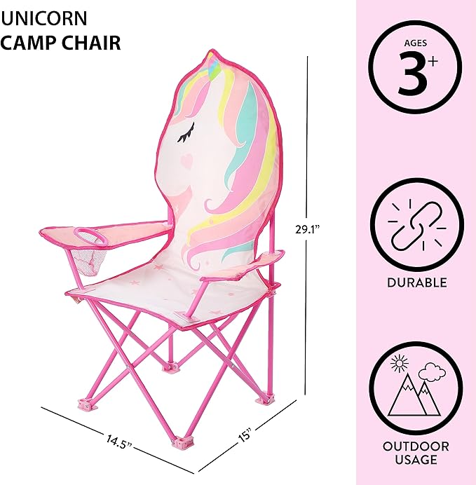Heritage Kids Children's Figural Camp Chair, Unicorn - LeafyLoom