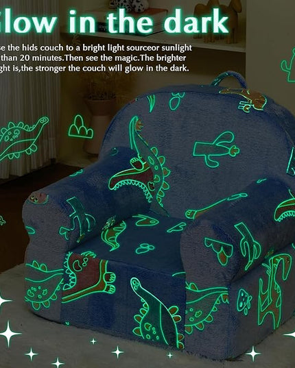 Toddler Chair Kids Plush Chair Kids Sofa Sherpa Kids Chairs, Toddler Couch Bean Bag Chairs for Kids Gaming Chair for Kids Glow in The Dark, Dinosaur - LeafyLoom