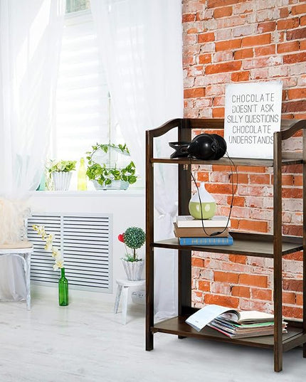 Casual Home Stratford 3-Shelf Folding Bookcase-Warm Brown - LeafyLoom