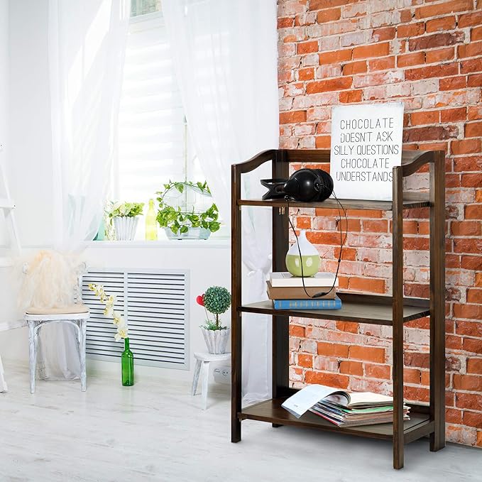 Casual Home Stratford 3-Shelf Folding Bookcase-Warm Brown - LeafyLoom