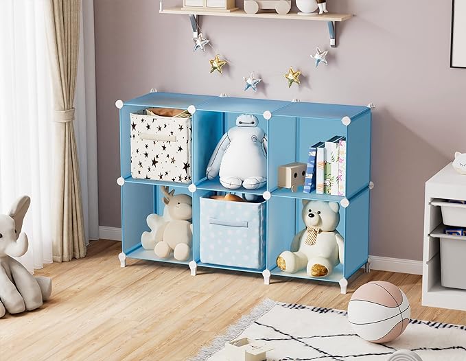 Portable Closet 6 cube closet organizers and storage Cube Storage Organizer Storage Shelf Bookcase Bookshelf with Metal Hammer, Storage Cubes Organizer Cabinet for Kids, Closet, Bedroom, Bathroom - LeafyLoom