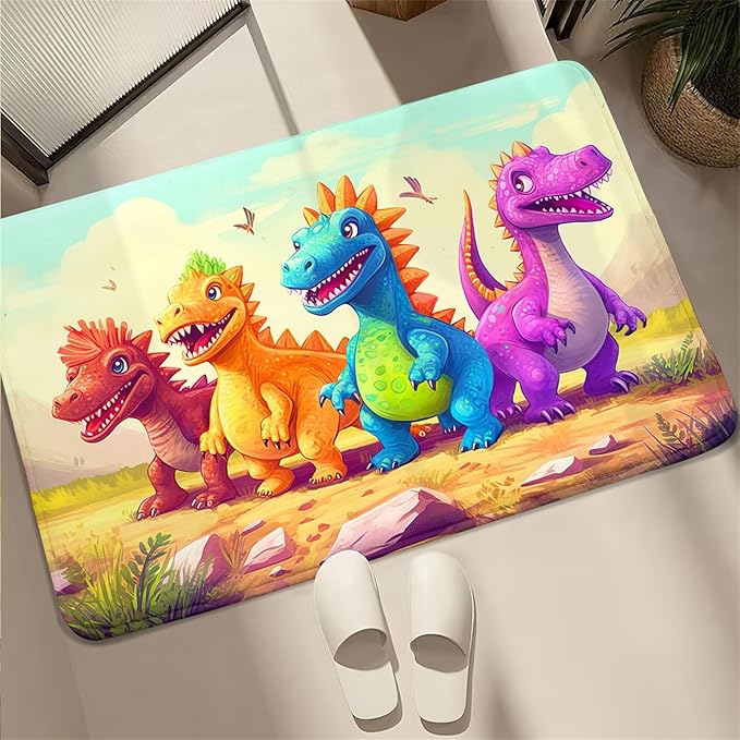 Dinosaur Rugs for Boys Bedroom - Cartoon Dinosaur Rug Dinosaur Carpet Playroom Mat for Kids Room Colorful Cute Dino Rug for Room Kids Carpet for Bedroom,2'×3' - LeafyLoom