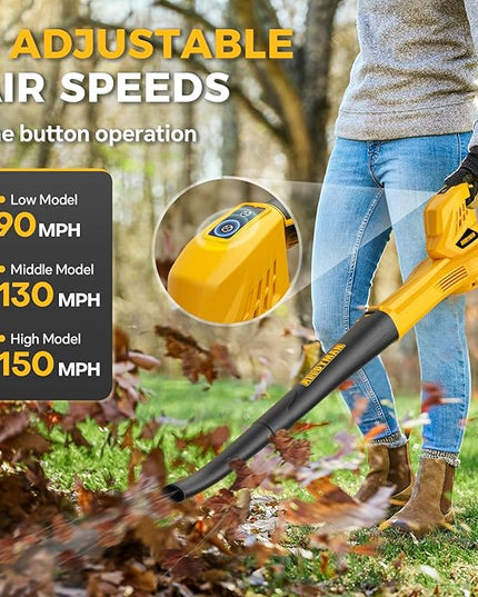 Alloyman 40V Max Cordless Leaf Blower, 150MPH/130CFM Electric Leaf Blowers, with 2 * 2.6AH Batteries & Fast Charger, 3 Speed Mode Lightweight Powered Leaf Blowers for Lawn Care/Snow Blowing - LeafyLoom