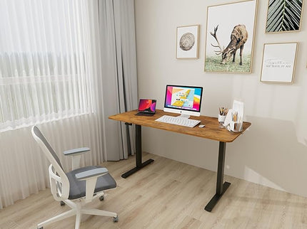 Whole Piece Top Manual Standing Desk Adjustable Height- Crank Stand Up Desk, Sit Stand Desk with Frame & Desktop, Computer Desk - LeafyLoom
