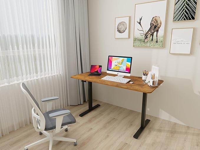 Whole Piece Desktop Manual Standing Desk Adjustable Height- Crank Stand Up Desk, Sit Stand Desk with Frame Computer Desk - LeafyLoom
