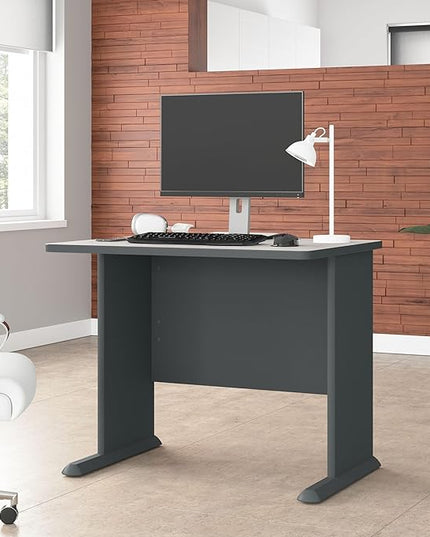 Bush Business Furniture Series A 36W Small Desk in White Spectrum and Slate, Compact Computer Table for Home or Professional Office - LeafyLoom