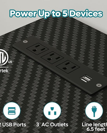 Bestier 52 Led Gaming Desk with Power Outlet & USB Ports,Small L Shaped Computer Desk with Headset Hooks,Corner Desk for Home Office Carbon Fiber Black - LeafyLoom