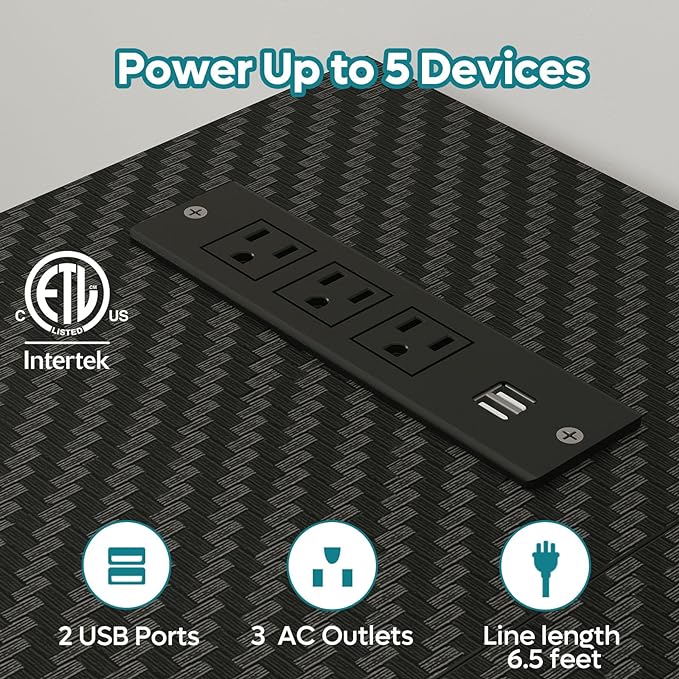 Bestier 52 Led Gaming Desk with Power Outlet & USB Ports,Small L Shaped Computer Desk with Headset Hooks,Corner Desk for Home Office Carbon Fiber Black - LeafyLoom