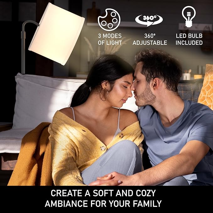 Floor Lamps for Living Room - 3 Lights Mode Tall Lamp for Living Room - Corner 360 Reading Lamps Floor Standing LED Floor Lamps for Living Room Floor Lamp with Remote Dimmable Floor Lamp - LeafyLoom
